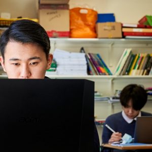 student on a computer