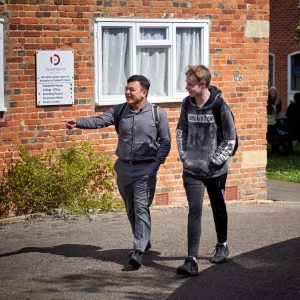 2 students walking