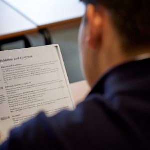 a student reading