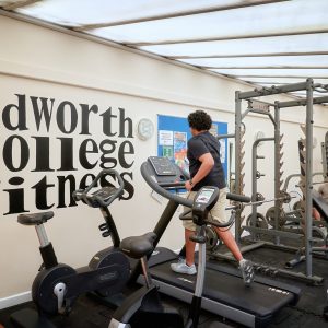 Students using the gym facilities