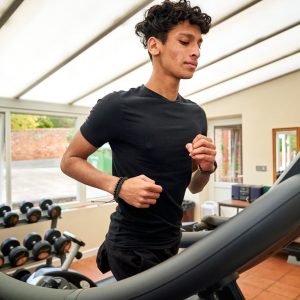 Student running on the treadmill