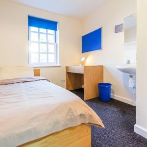 A boarding school bedroom